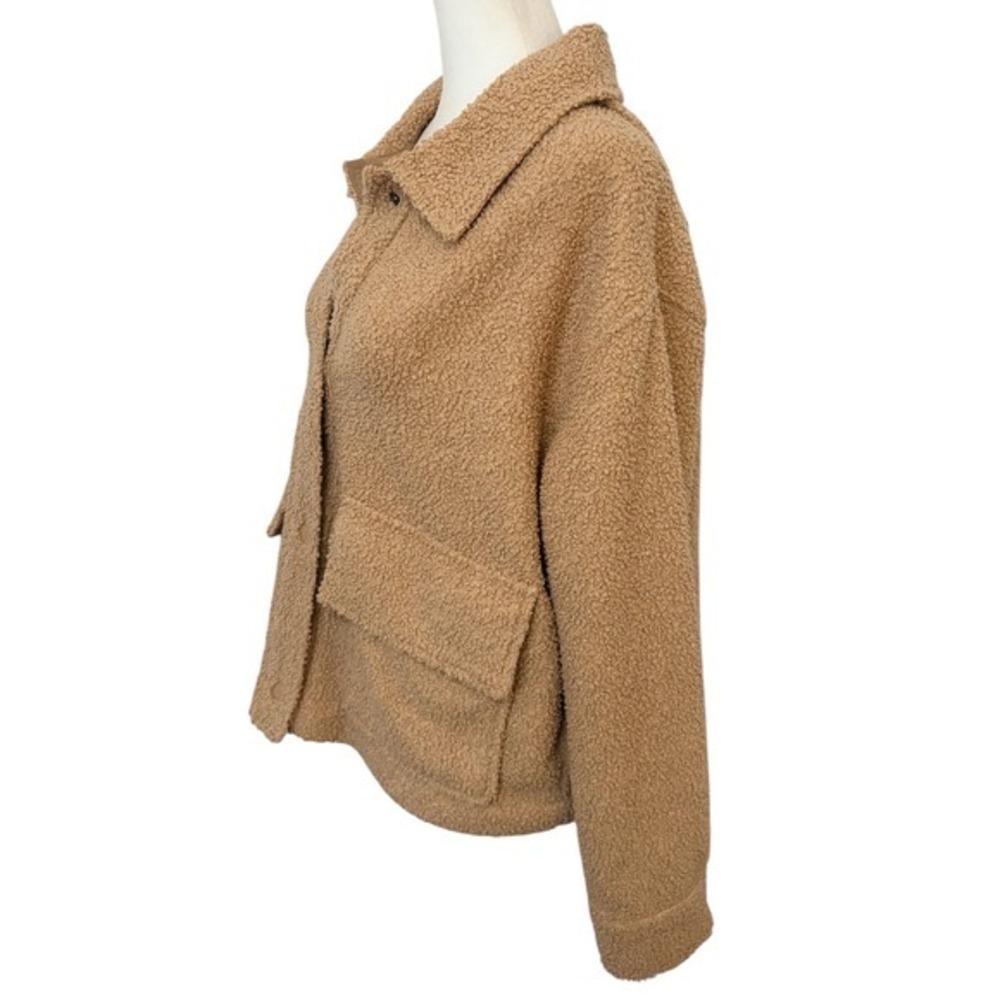 My Style Teddy Sherpa Fleece XL Button Front Shacket Jacket Tan - Picture 5 of 8